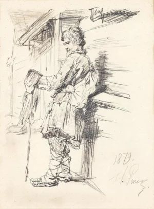 Drawing "The Wayfarer" I. Repin 1879 