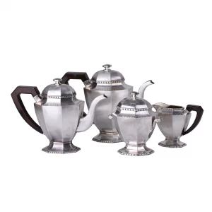 Silver tea and coffee set in Art Deco style. 