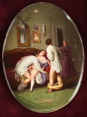 Porcelain slab "Love Game", KPM Berlin, circa 1830 