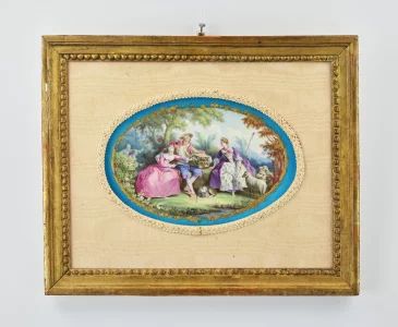 French porcelain oval panel in Sevres style 