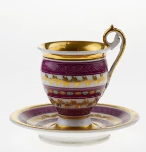 French porcelain teacup and saucer.