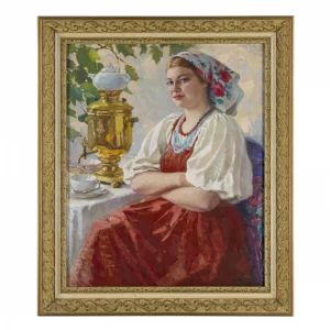 Glezna "Meitene ar samovāru" M.Maksolly 