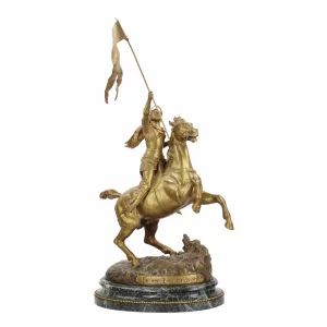 Bronze héroïque dun chevalier équestre. 