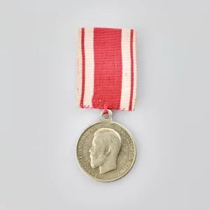 Small silver medal "For Zeal" on a ribbon, the period of Nicholas II. Russia 