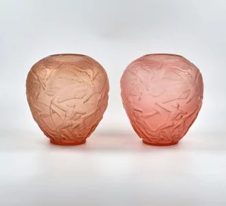 A pair of Art Deco glass vases.