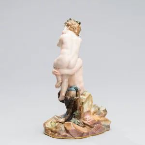 Porcelain group Satyr and Dionysus. Meissen 19th century. 