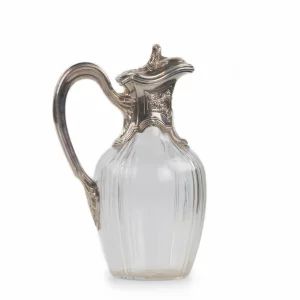 Crystal jug with a silver top.France. 19-20th centuries.