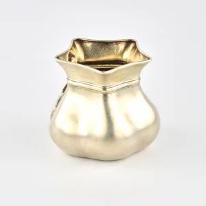 Silver box vase by Orest Kurlyukov in the form of a tied bag.