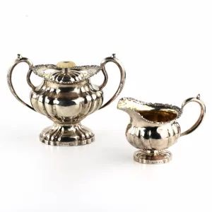 Silver creamer and sugar bowl of royal silver. 