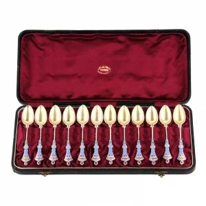 Set of 12 silver teaspoons. St-Petersburg