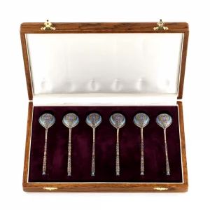 A set of Grachev`s teaspoons in their own case. 