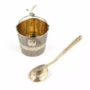 A spoon and tea strainer. Savinkov Victor, Russia, Moscow 1884 