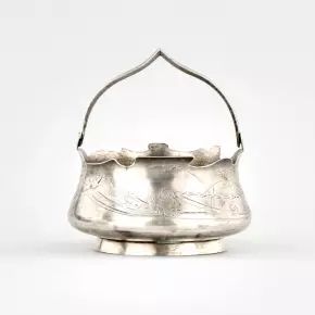Russian silver sugar bowl with a keeled handle. 