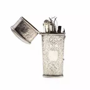Silver travel necessaire from the 18th century.