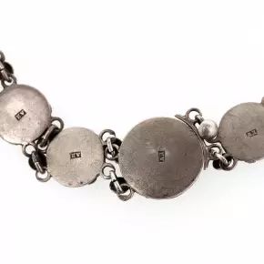 Russian silver necklace of cloisonné enamel. 