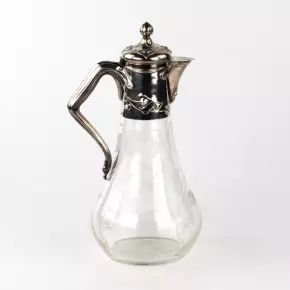 French silver jug with Art Nouveau glass, with Riga import stamps. 