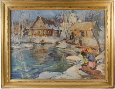 Зимняя деревня. Георгий Лапшин (1885-1951)