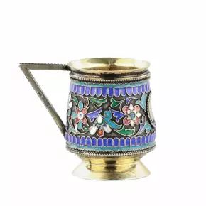 Silver coffee cup with enamels by Ivan Ovchinnikov. 