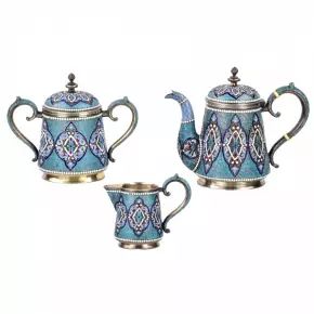 Silver tea set by Gustav Klingert. 