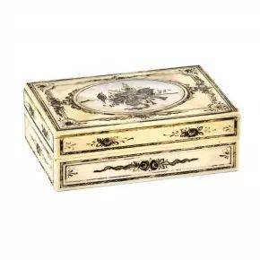 Ivory box with mother-of-pearl inlay. 