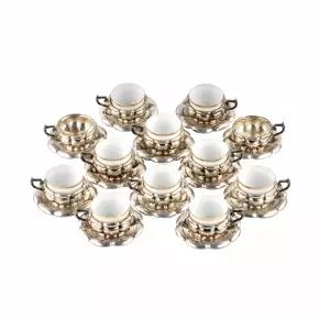 Porcelain coffee set in silver. 1920s 
