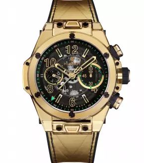 Mens watch Shiny Gold Sapphire Usain Bolt. Hublot.