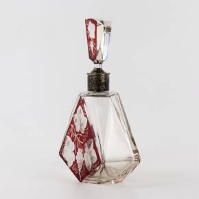 Liqueur decanter of laminated glass with silver, Khlebnikov firm. 