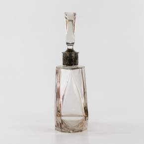 Liqueur decanter of laminated glass with silver, Khlebnikov firm. 