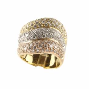 Three - colors gold ring with diamonds