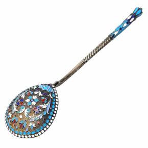Silver spoon with enamel
