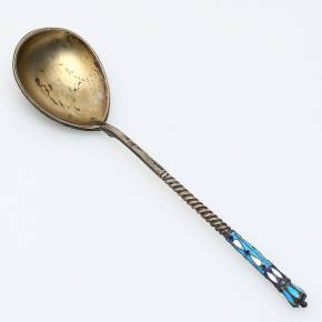 Russian silver spoon with enamel