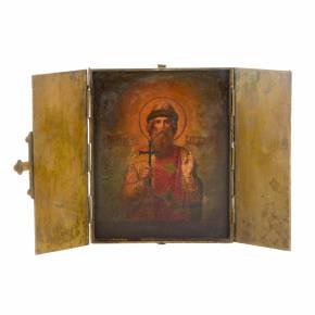 Ship icon on metal of the late 19th century "Holy Equal-to-the-Apostles Prince Vladimir". 