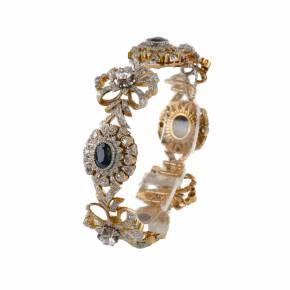 Bracelet in gold and platinum with diamonds and sapphires 