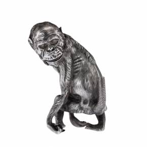 Vintage solid silver cigar lighter - Chimpanzee. Julius Rappoport. Faberge. St. Petersburg. Early 20th century. 