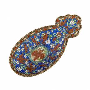 Серебренный ковш с эмалью. Иван Хлебников Москва, 1890 год,