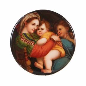 Porcelain plaque Madonna and Child and John the Baptist
