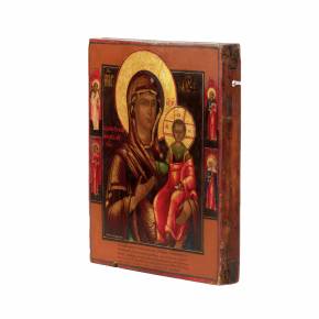 Signed icon of the Mother of God of Smolensk on a cypress board. 