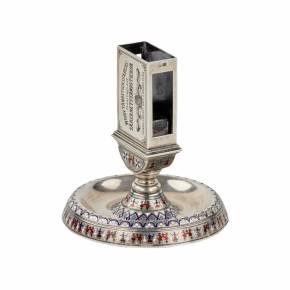 Russian silver match stand. Andrey Bragin, St. Petersburg, 88 sample. End of the 19th century. 