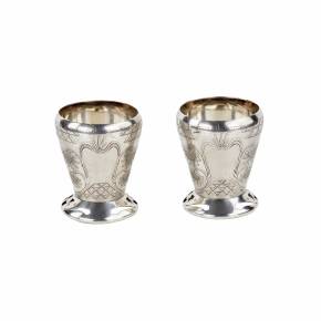 A pair of Russian silver vases in the Art Nouveau style.