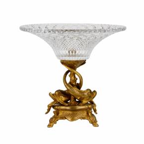 Grande coupe à fruits en cristal et bronze dans le goût de Napoleon III. XIXe siècle 