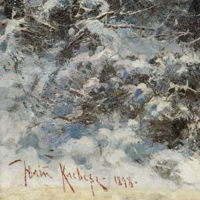 Ziemas ainava. Saulrietā. Jūlijs Klēvers. 1878. gads 