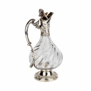 French wine jug. Glass in silver. 