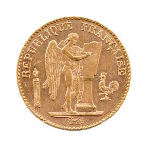 Gold coin, France, 20 francs 1896 