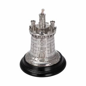 Настольная зажигалка английского серебра в виде сторожевой башни.Лондон, 1878 год