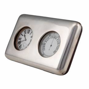 Guillaume Comyns. Baromètre et horloge avec support d&39;horloge de bureau victorien du XIXe siècle. 