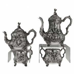 D&C HOULE. Large English silver tea and coffee service, 1869. 