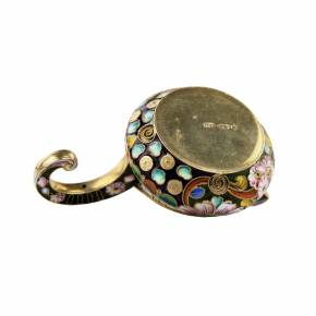 20 Artel. Silver Kovsh with painted enamel on filigree. Moscow, 1908-1917 