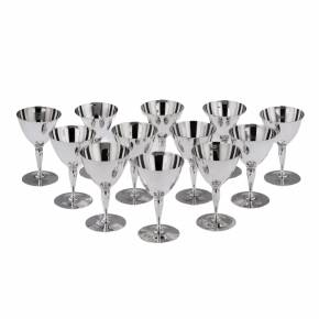 Tiffany & Co silver set of 12 cocktail glasses from the 1920s. 