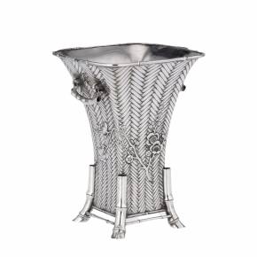 Japanese silver vase from the Meiji period. 