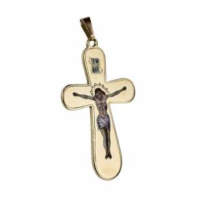 Gold cross with painted enamel, Petersburg work, last quarter of the 19th century. 